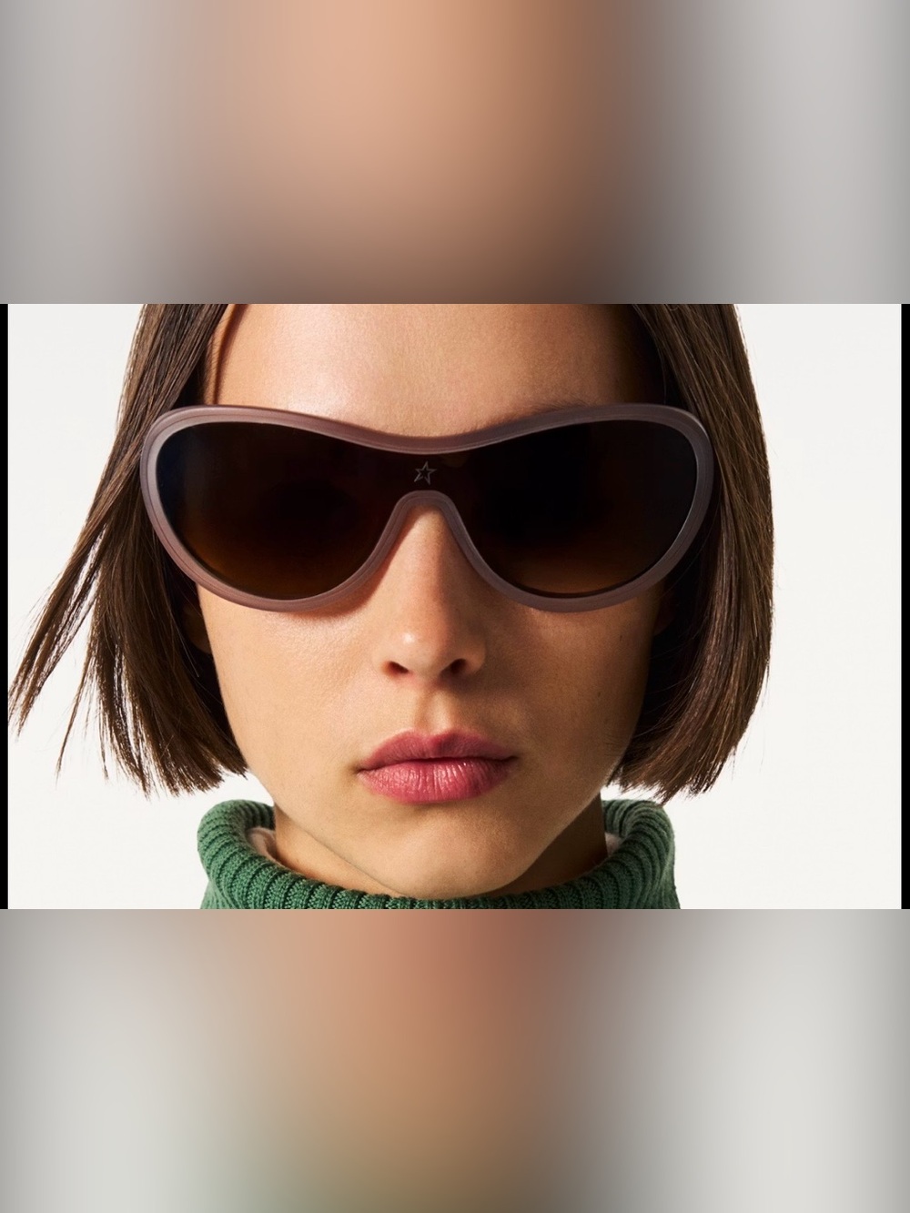 Perfect Moment Brown Shield Sunglasses with Star Accent. New.